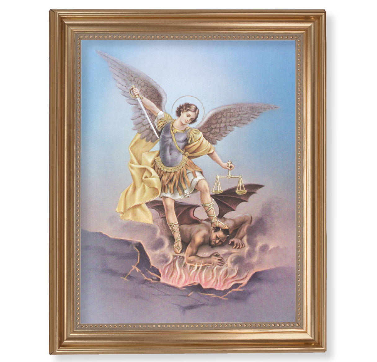 St. Michael Picture Framed Wall Art Decor Extra Large Classic Gold-Leaf Fluted Frame
