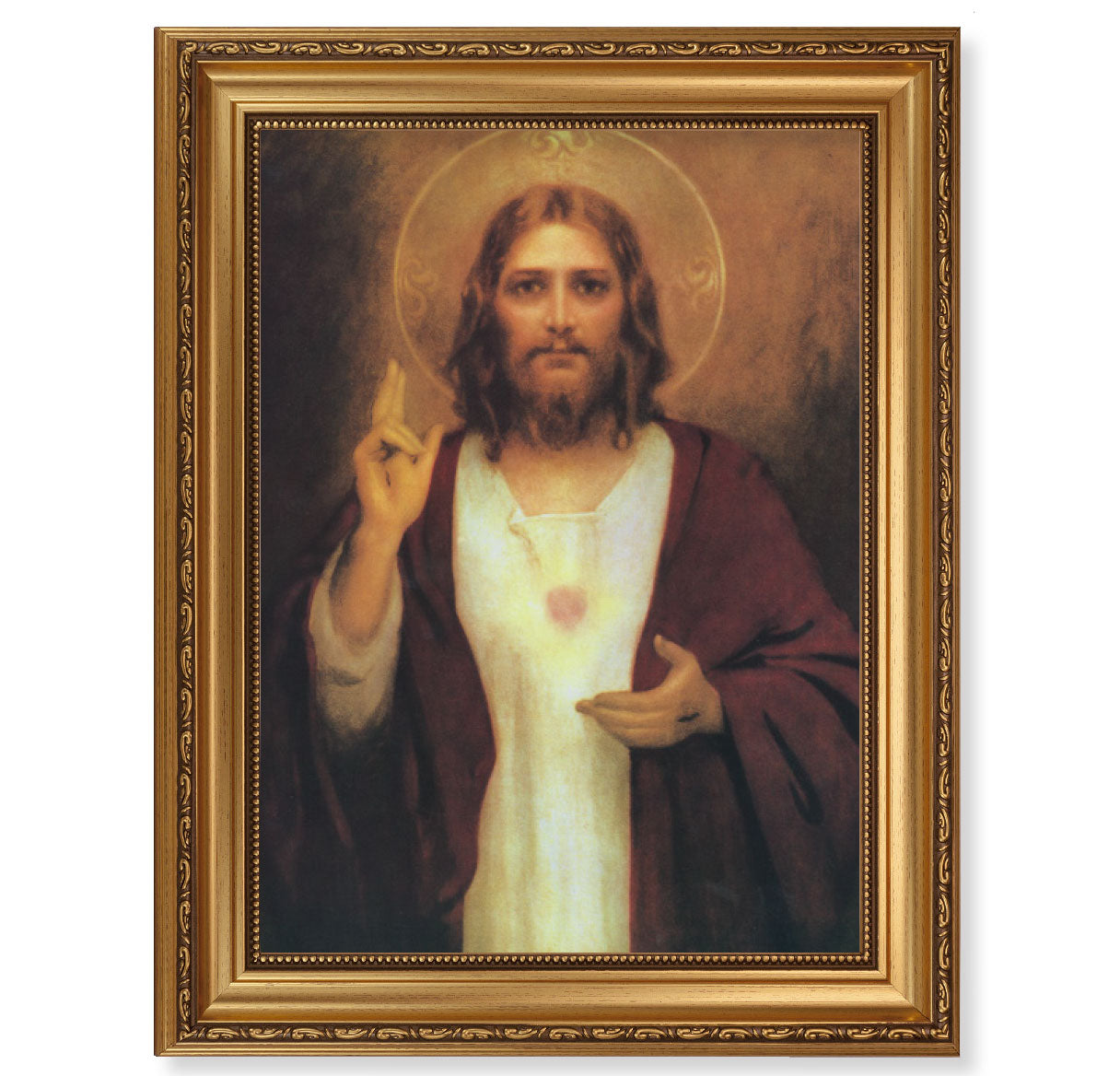 Sacred Heart of Jesus Antique Picture Framed Wall Art Decor