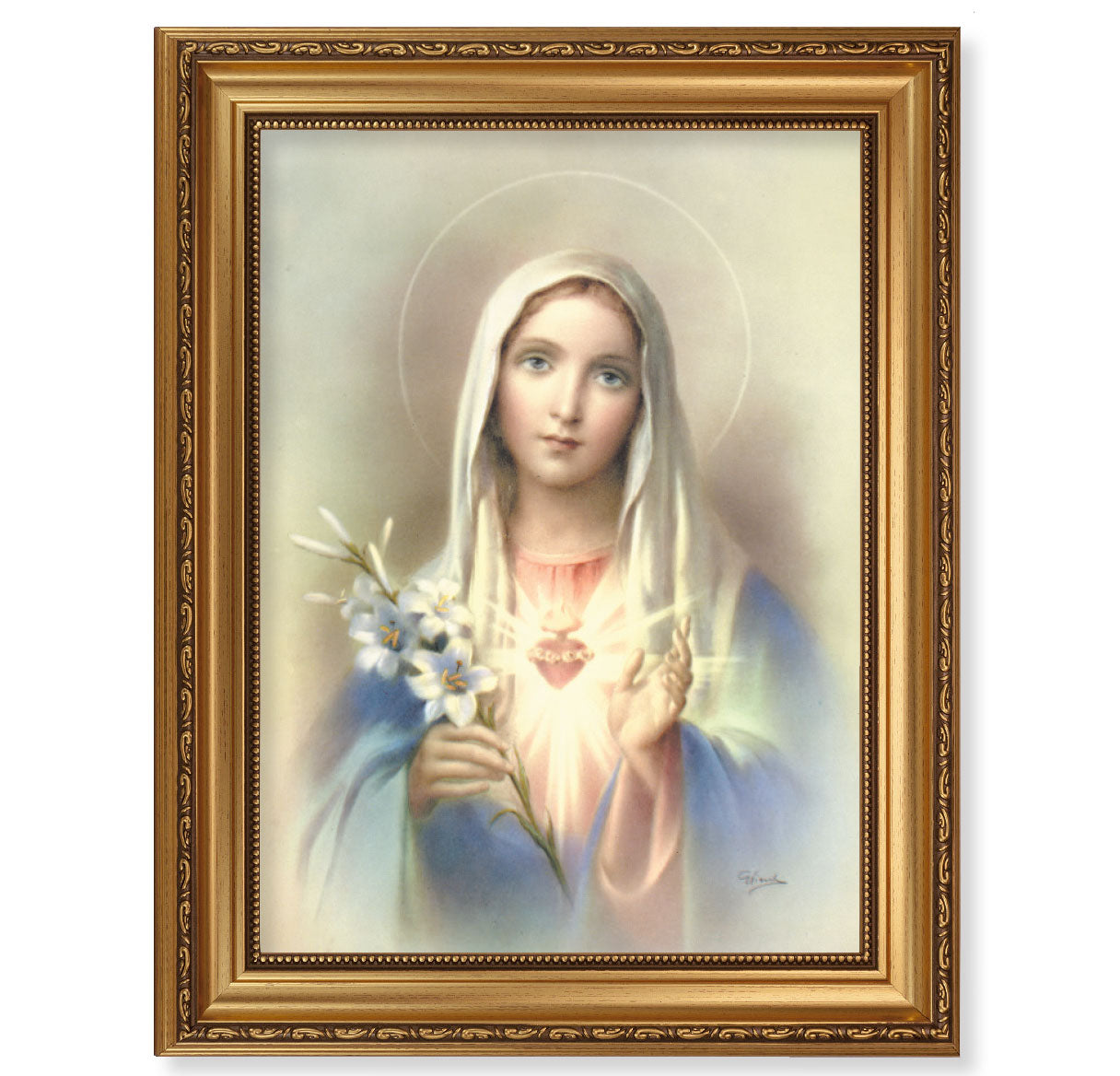 Immaculate Heart of Mary Antique Picture Framed Wall Art