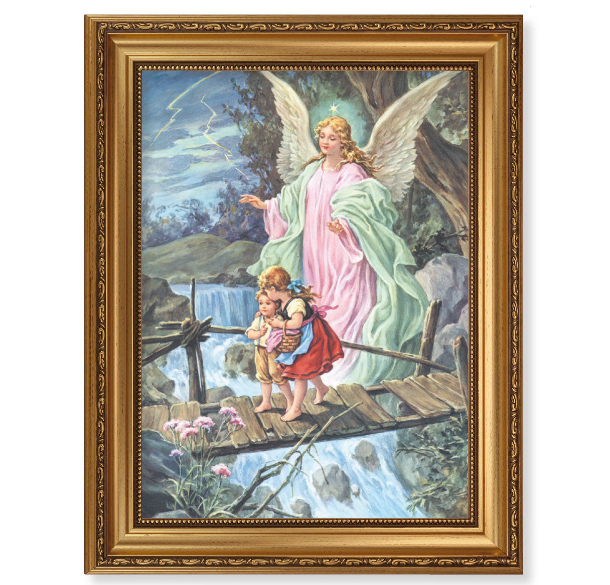 Guardian Angel Antique Picture Framed Wall Art Decor Extra Large