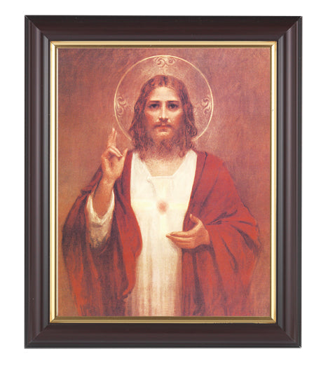 Sacred Heart of Jesus Picture Framed Wall Art Decor Medium Classic Frame with Gold Leaf Lip