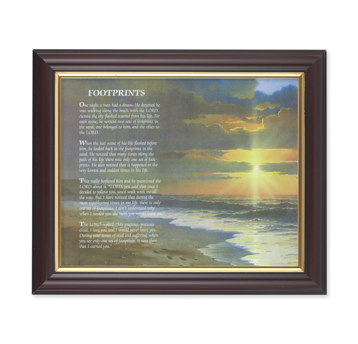 Footprints Picture Framed Wall Art Decor in Dark Walnut Frame