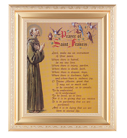 Prayer of St. Francis Framed Wall Art Decor Large Gold Frame