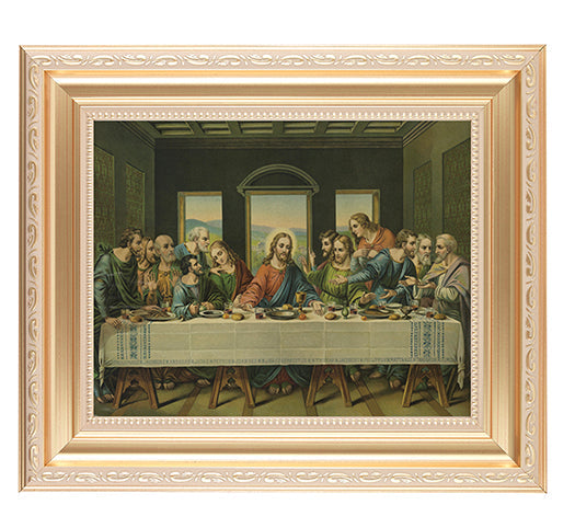 Last Supper Picture Framed Wall Art Decor Large Satin Gold