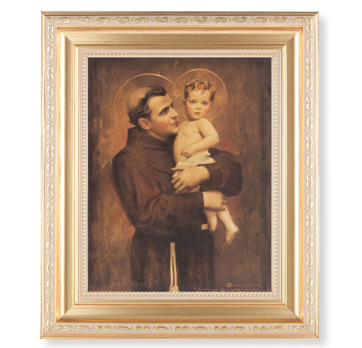St. Anthony with Jesus Picture Framed Wall Art Decor Large