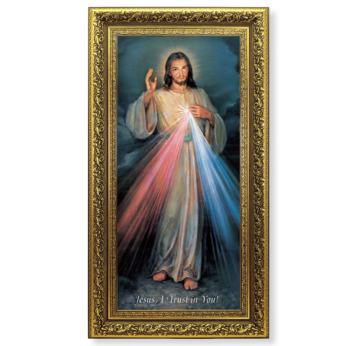 Divine Mercy Picture Framed Wall Art Decor Large Antique Frame