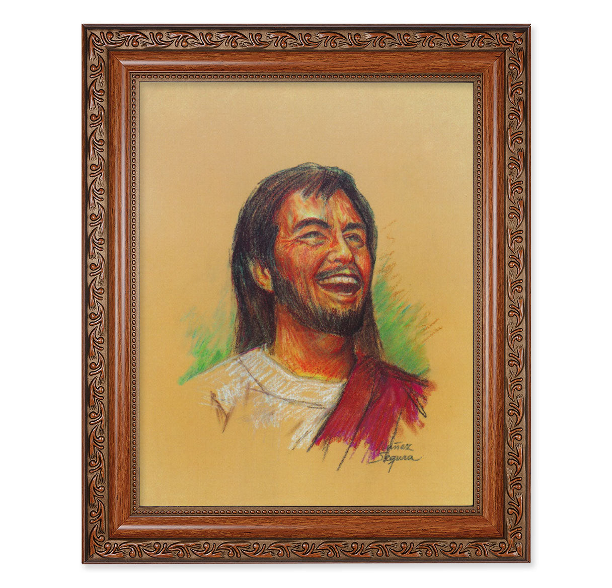 Laughing Jesus Picture Framed Wall Art Decor Large Frame