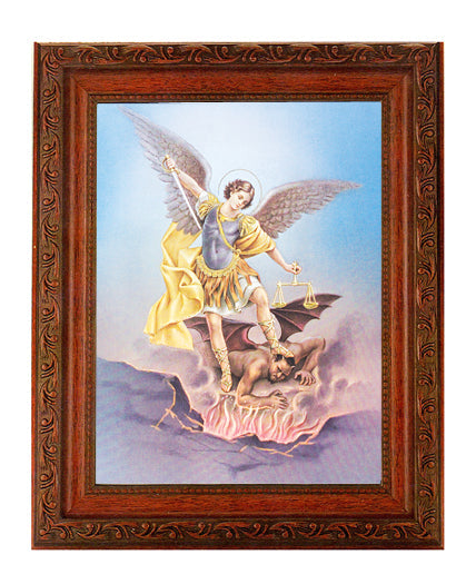 St. Michael Picture Framed Wall Art Decor Large Antiqued Frame