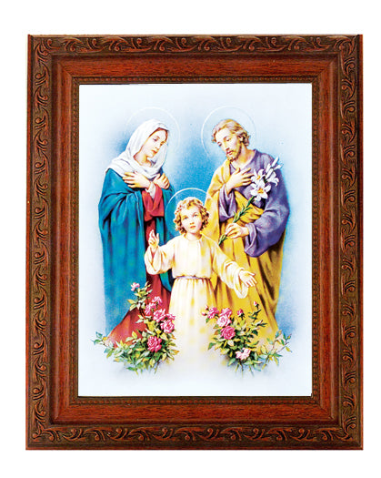 Holy Family Picture Framed Wall Art Decor Large Mahogany