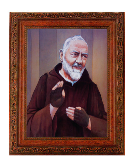 St. Pio Picture Framed Wall Art Decor Large Antiqued Frame