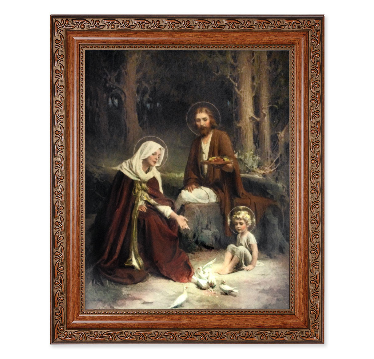 Holy Family Picture Framed Wall Art Decor Large Mahogany