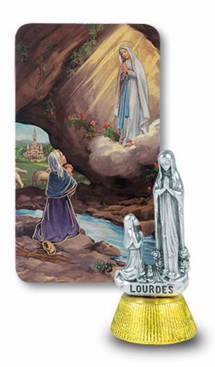 Small Catholic Our Lady of Lourdes Auto Statue Figurine