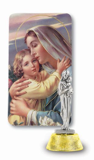 Small Catholic Madonna And Child Auto Statue Figurine