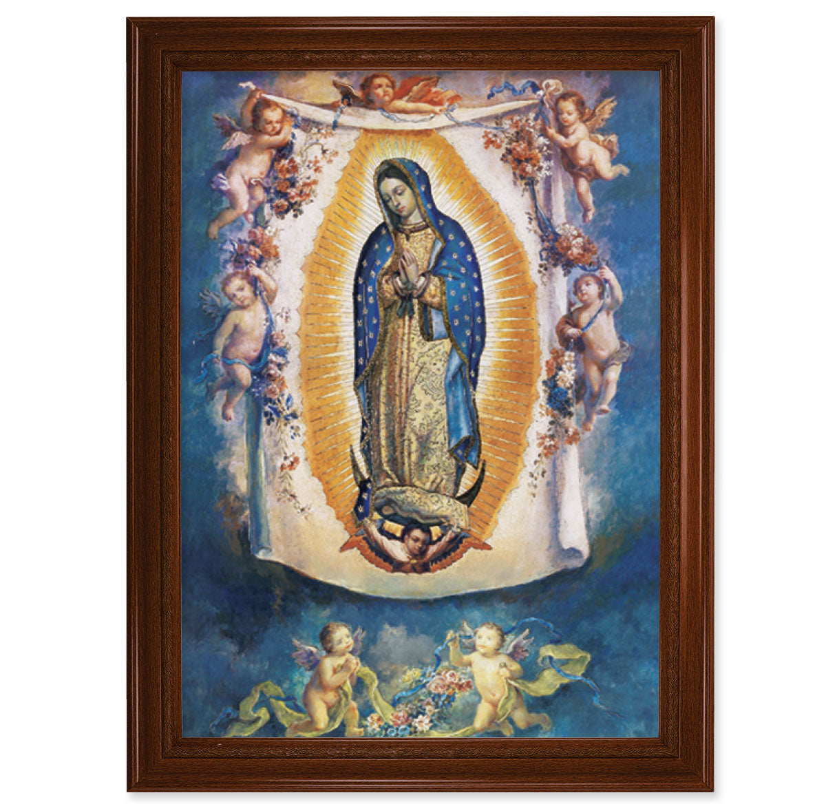 Our Lady of Guadalupe with Angels Picture Framed Wall Art Decor Extra Large