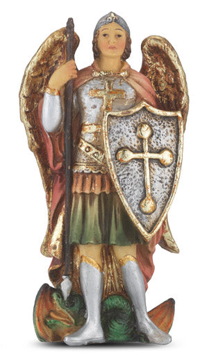 Small Catholic 4 Inch St. Michael Hand Painted Statue