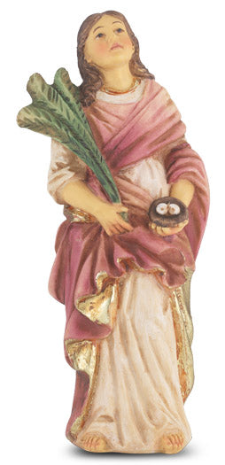 Small Catholic 4 Inch St. Lucy Hand Painted Resin Statue