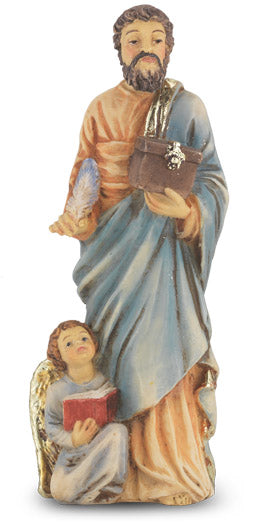Small Catholic 4 Inch St Matthew Hand Painted Resin Statue
