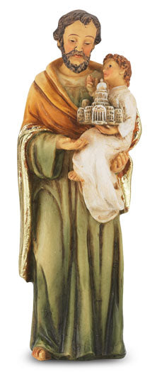 Small Catholic 4 Inch St. Joseph Hand Painted Resin Statue