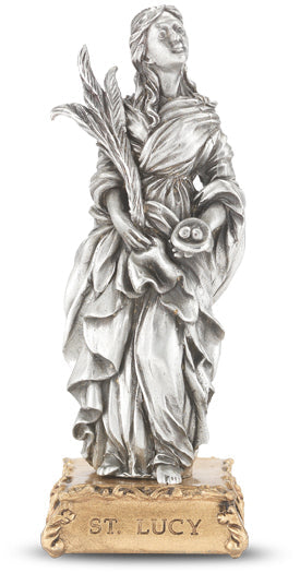 Small Catholic 4 1/2" St. Lucy Pewter Statue Figurine