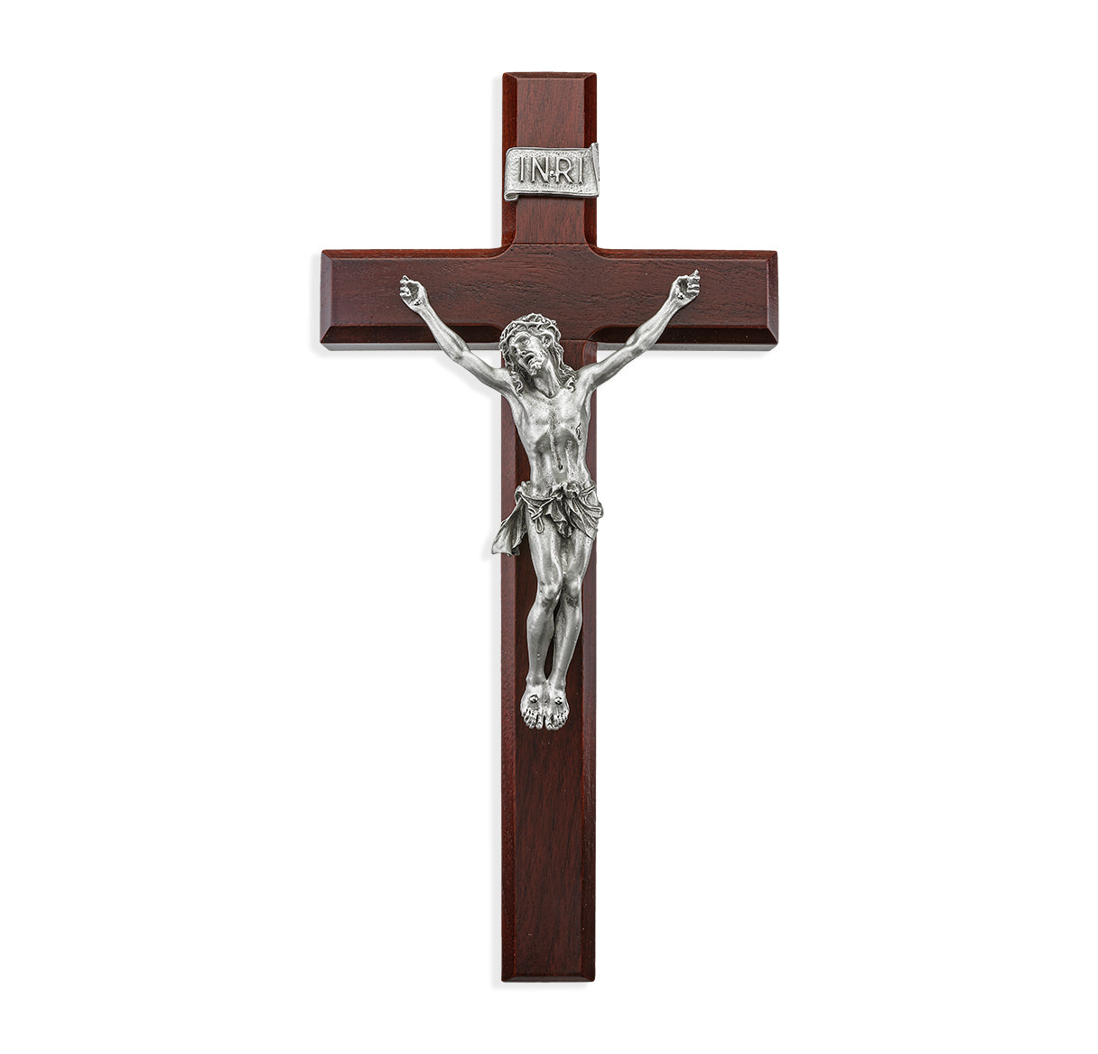 Large Catholic Dark Cherry Wood Wall Crucifix 12 Inch Decor