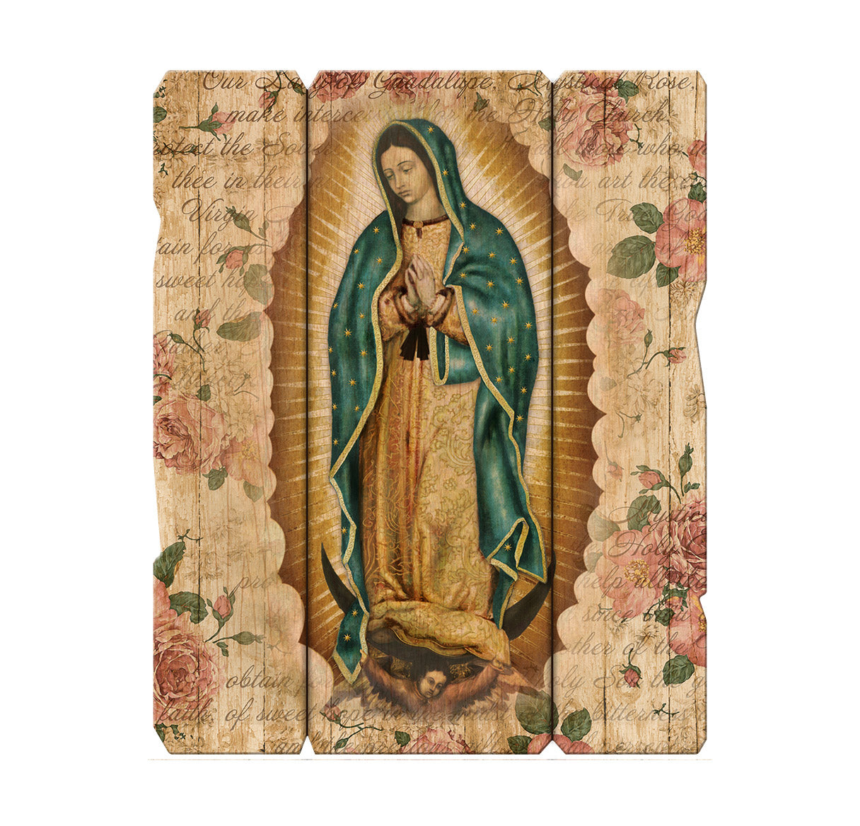 Our Lady of Guadalupe Vintage Barn Board Plaque Wall Art Decor, Medium Size