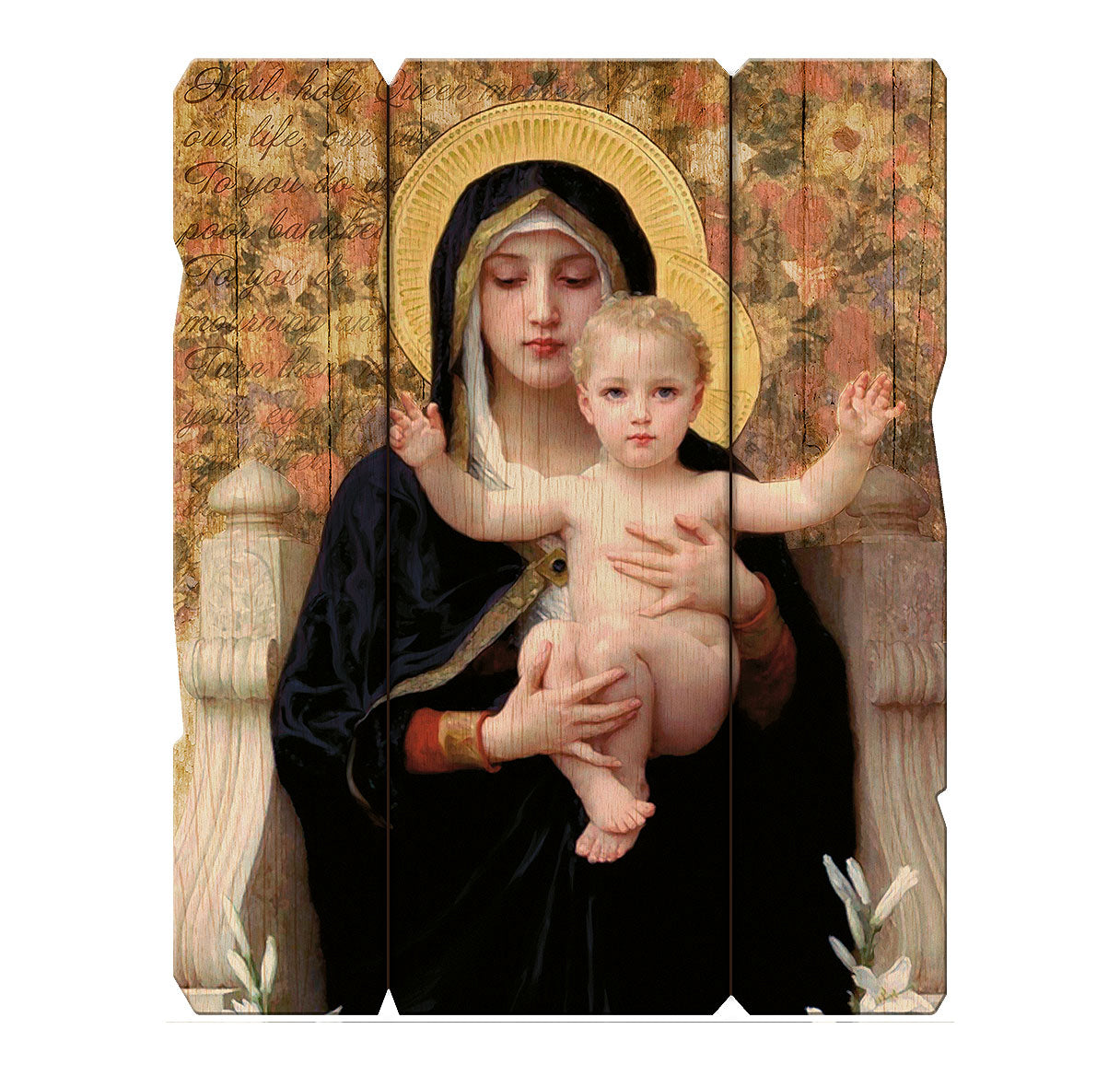 Madonna and Child Vintage Barn Board Plaque Wall Art Decor, Medium