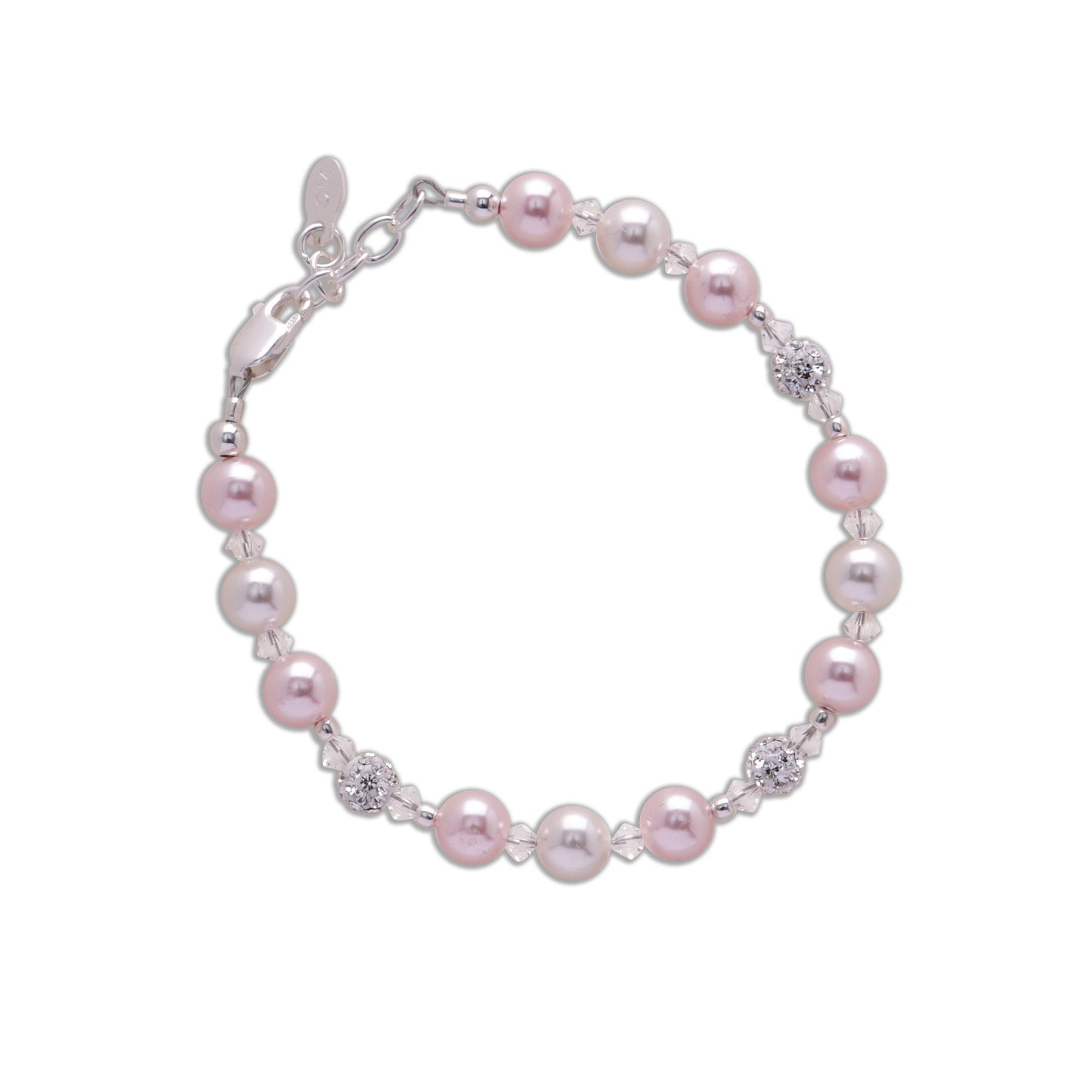 Kid's Sterling Silver Pink Pearl Baby or Child's Bracelet Small 0-12m