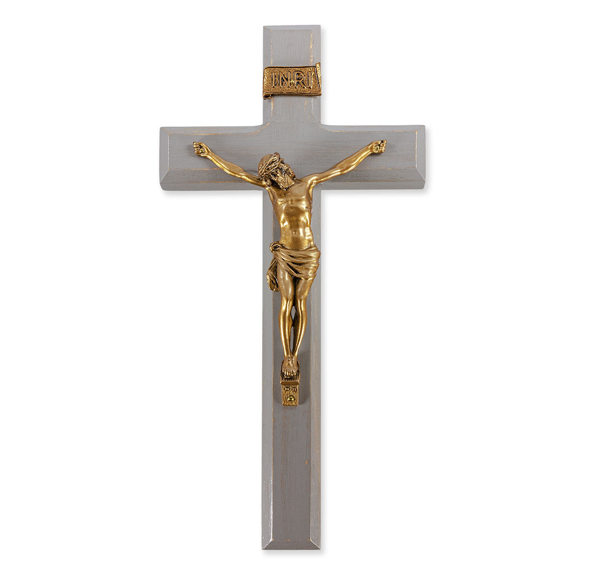 Large Catholic Camtry Gray Wood Wall Crucifix 11 Inch Decor