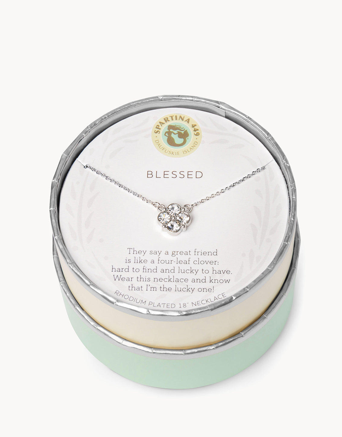 Spartina Sea La Vie Necklace Blessed Crystal Clover Gift