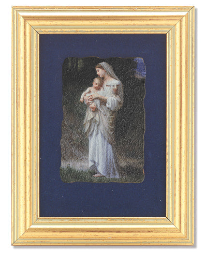 Divine Innocence Picture Framed Wall Art Decor Small Classic Antique Gold Fluted Frame