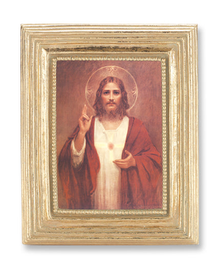 Sacred Heart of Jesus Picture Framed Print Gold-Leaf Small