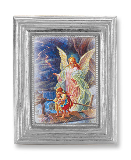 Guardian Angel Picture Framed Print Small Silver-Leaf Frame