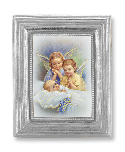 Guardian Angel Picture Framed Print Small Silver-Leaf Frame