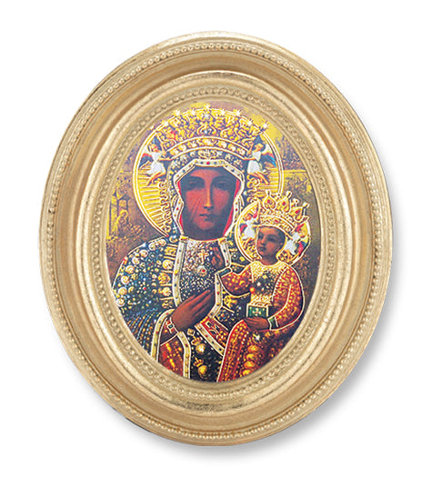 Our Lady of Czestochowa Picture Framed Print Small Oval Gold-Leaf Frame