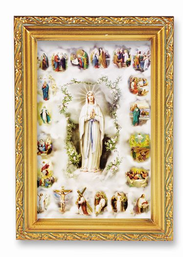 Mysteries of the Rosary Picture Framed Wall Art Decor Small