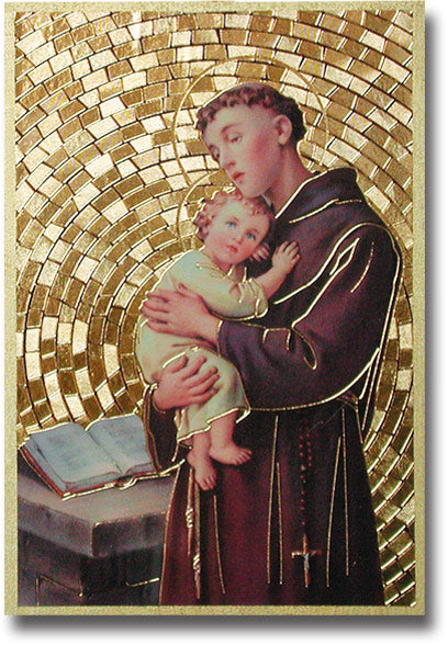 Hirten St. Anthony Gold Foil Mosaic Plaque Wall Art Decor Small