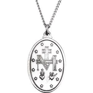 Extel Medium Sterling Silver Religious Catholic Medal Pendant Necklace