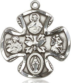 Extel Medium Pewter Traditional Catholic 5-Way Cross Pendant