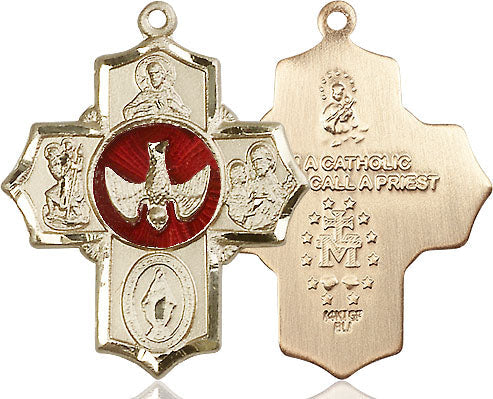 Extel Large 14kt Gold Filled Catholic 5-Way Cross Pendant