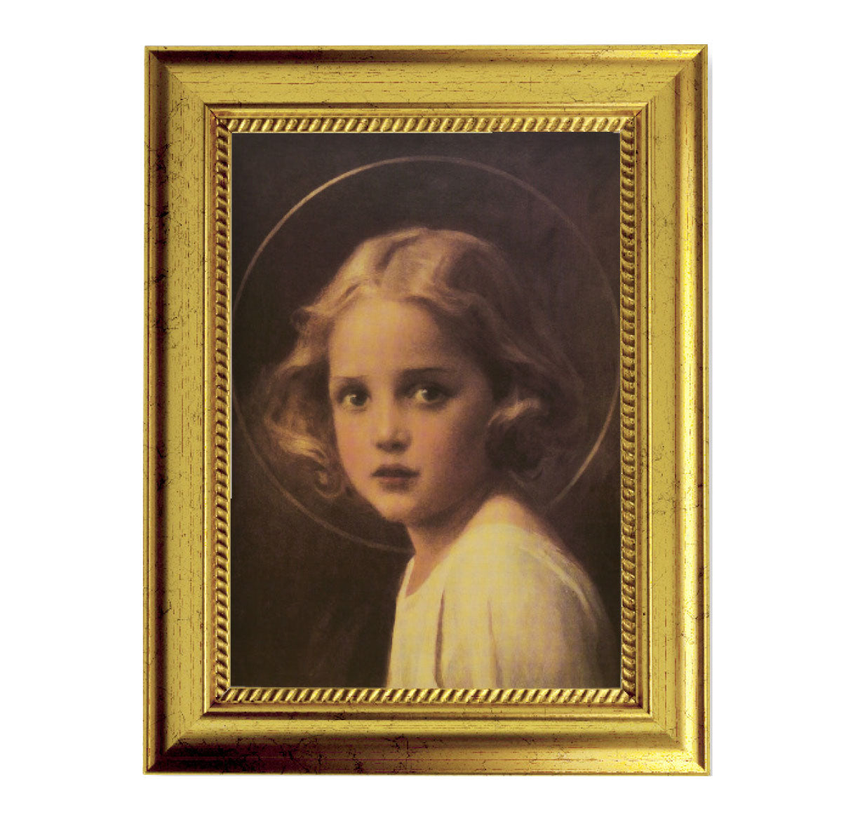 Mary Most Holy Picture Framed Wall Art Decor Small Antique Gold-Leaf Frame
