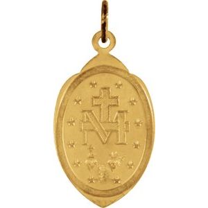 Extel Medium 14K Yellow Gold Oval Religious Catholic Medal