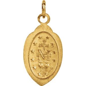 Extel Medium 14K Yellow Gold Oval Catholic Medal Charm