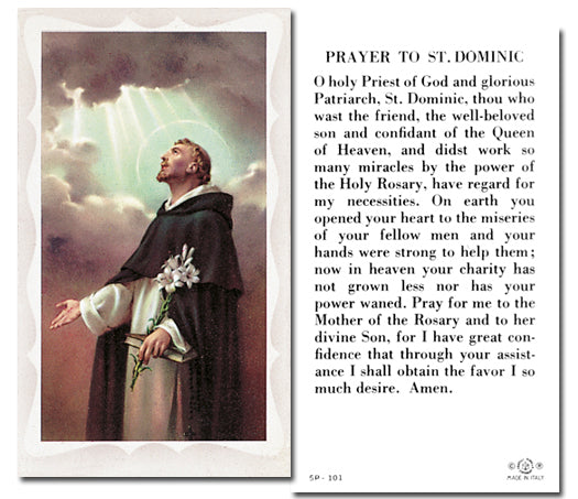Saint Dominic Catholic Prayer Holy Card with Prayer on Back, Pack of 100