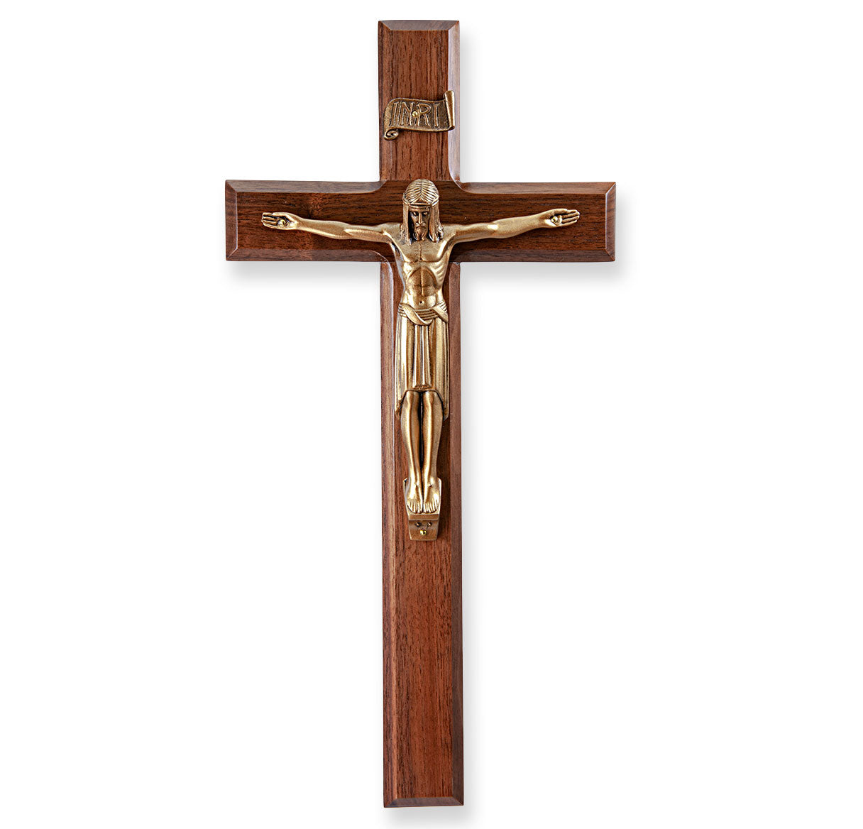 Large Catholic Genuine Walnut Wall Crucifix 12 Inch Decor