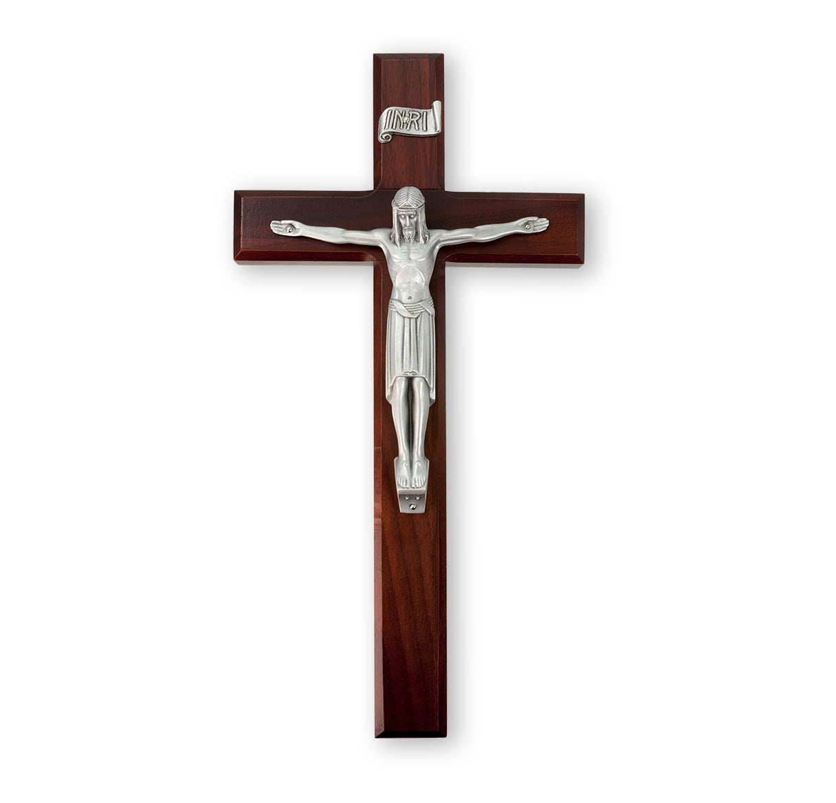 Large Catholic Dark Cherry Wood Wall Crucifix 12 Inch