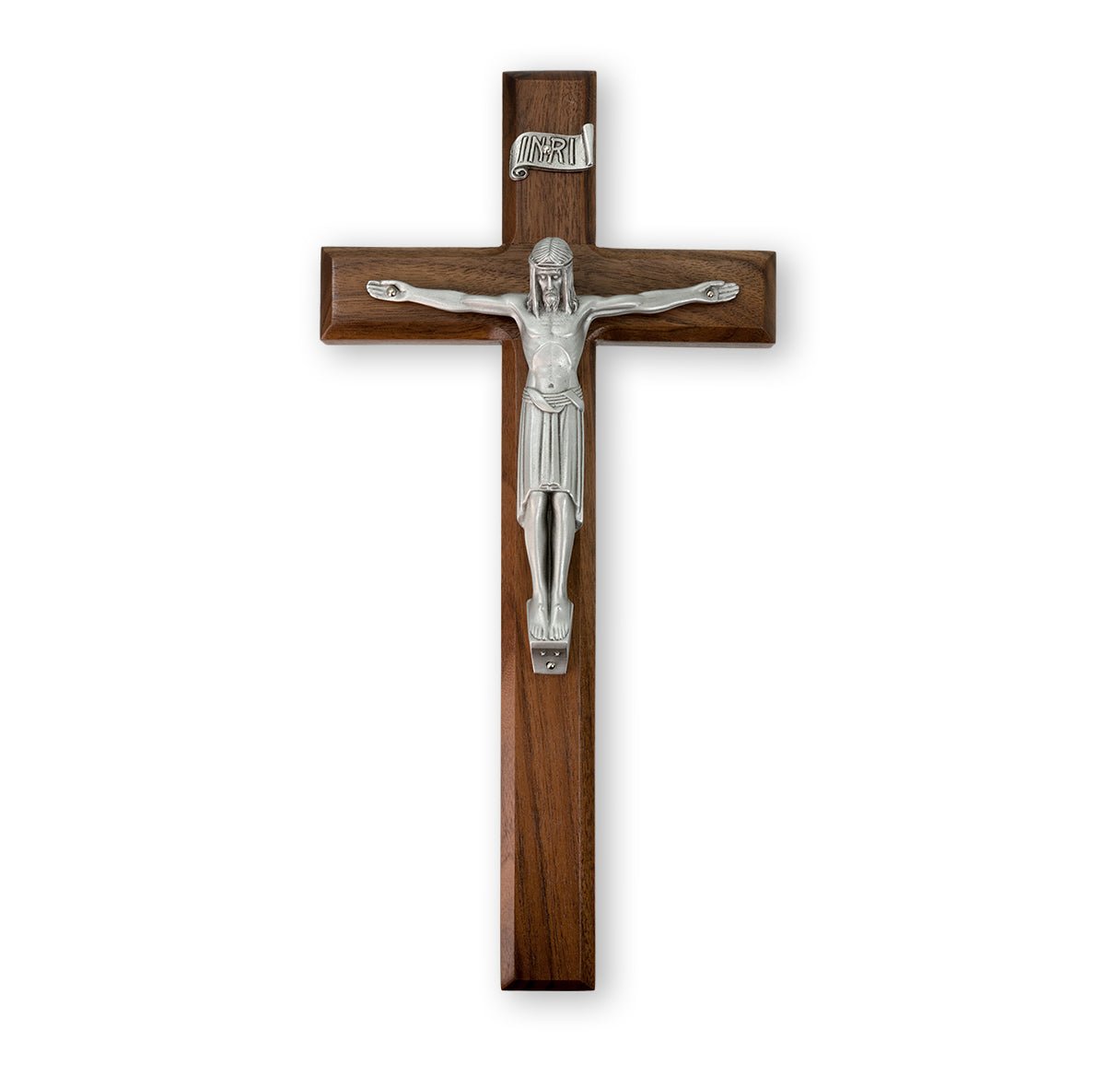 Large Catholic Genuine Walnut Wall Crucifix 12 Inch Decor