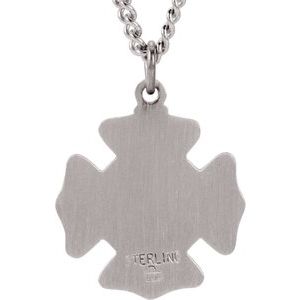 Extel Medium Sterling Silver Mens Catholic St. Florian Medal Pendant