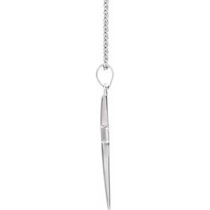 Extel Medium 14K White Gold Mens Womens Religious Cross Pendant Charm with 18 Inch Necklace
