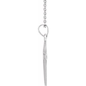 Extel Medium Sterling Silver Mens Womens Religious Cross Pendant Charm with 18 Inch Necklace
