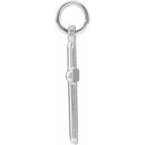 Extel Medium 14K White Gold Religious Cross Pendant Charm